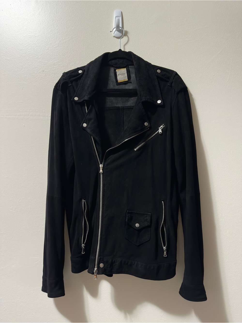 D’Amico Black Suede Biker Jacket